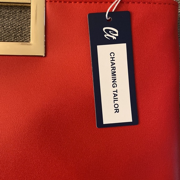 Red Clutch with Gold Strap and Gold Details - Picture 2 of 4